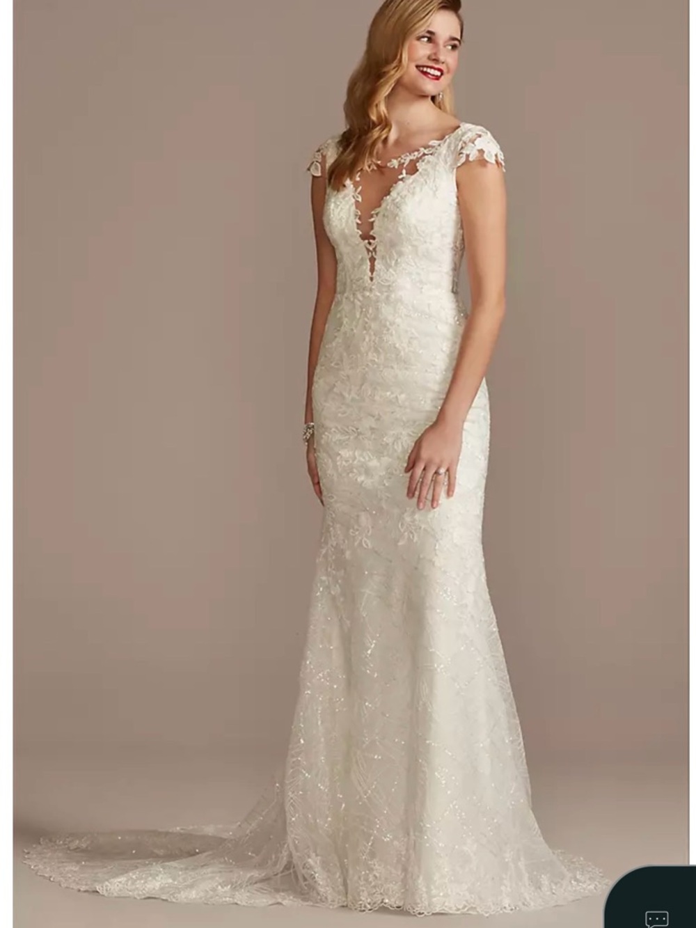 Ivory Lace Cap Sleeve Bridal Gown